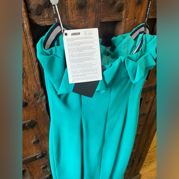 NWT Black Halo/EVE by Laurel Berman Strapless Teal Dress
